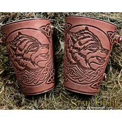 A Pair Leather Cuff Wolves: a pair
